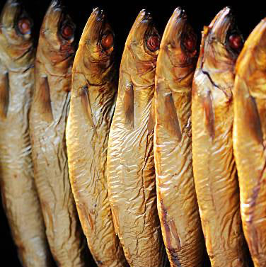 Bückling geräuchert – Heiß geräucherter Hering über Buchenholz